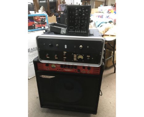 An Ashdown MAG400 amplifier, a scratch built amp head and equalizer unit (3).