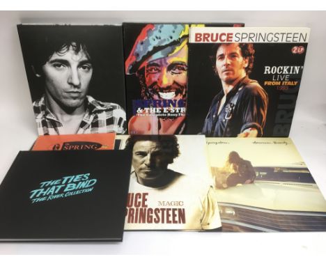 A collection of Bruce Springsteen vinyl records comprising 'Magic', 'The Complete Roxy Theatre Broadcast 1975' 3LP set and ot