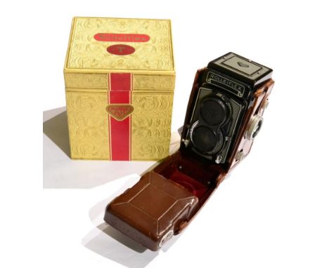 Rolleiflex T Grey no.2151103, with Carl Zeiss Tessar f3.5, 75mm lens, in manufacturers leather case, in original card box; to