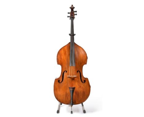 Double Bass believed to be German manufacture playing length 41.5'', back excluding button 42.5'', depth 10'', upper bout 21'