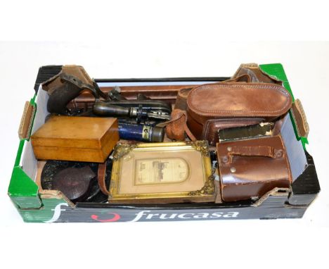 Various Collectables including a pocket barometer, a Darnley's Rotatable Lightning Calculator Pencil Case, four cameras, a St