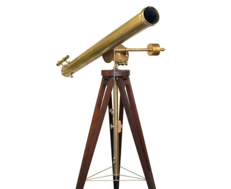 Secretan A Paris An Impressive Brass Refracting Telescope with 5.5'' diameter 6' long main barrel and side mounted sighting s