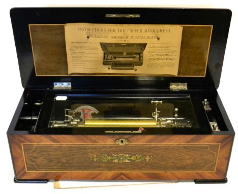 Paillard Amobean Cylinder Music Box playing six aires, lever wind with 7.5'' cylinder, single piece comb, tune indicator, Sto
