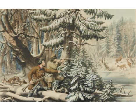 Louis Maurer (German/American, 1832-1932). for Nathaniel Currier, United States. Hand-colored lithograph titled "American Win