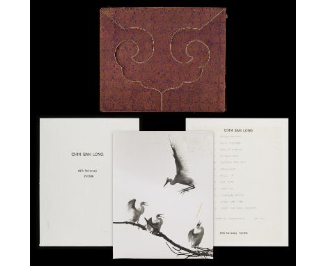 Ephemera related to the Chin San Long 89th Anniversary Portfolio. Silk-bound portfolio cover and front pages. Also included i