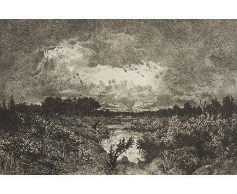 Charles Louis Kratke (French, 1848-1921) after Etienne Pierre Theodore Rousseau (French, 1812-1867). Etching on laid paper af