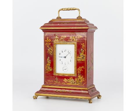 Tiffany &amp; Co., New York, United sTates. A fine red mantle clock. In the Japonisme style which was popular in the late 19t