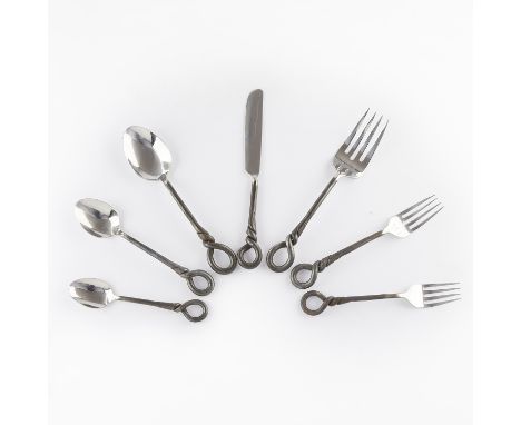 Ralph Lauren, United States. Stainless steel flatware set in the pattern "Frontier," service for 12. Each service set consist