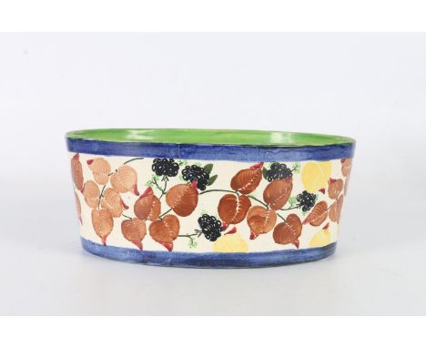 Scottish Pottery, Richard Amour for Bough Studio Pottery of Edinburgh, a hand painted oval planter decorated with autumnal br