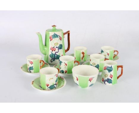 Scottish Pottery, Richard Amour 1900-1949 for Bough Studio Pottery of Edinburgh, a hand painted fifteen piece coffee set deco