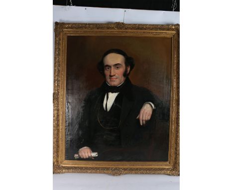 19th Century School,&nbsp; Portrait of a gentleman,&nbsp; Unsigned oil on canvas 90cm x 75cm, frame 107cm x 91cm 