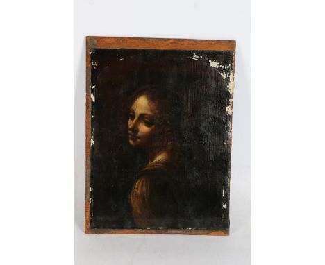 18th Century School,  Portrait of an angel,  Oil on canvas laid on board, board size 41cm x 30cm  Rough at edges. Previously 