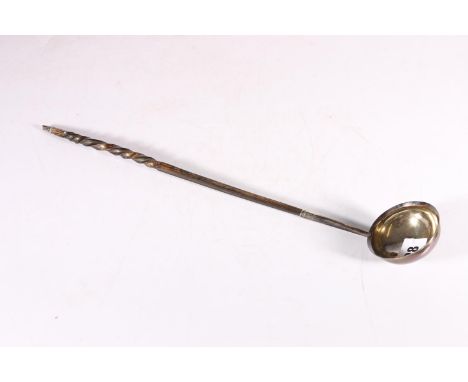 Scottish Provincial white metal toddy ladle, the bowl stamped "CE ELN", possibly for Elgin, the underside engraved "John Gran