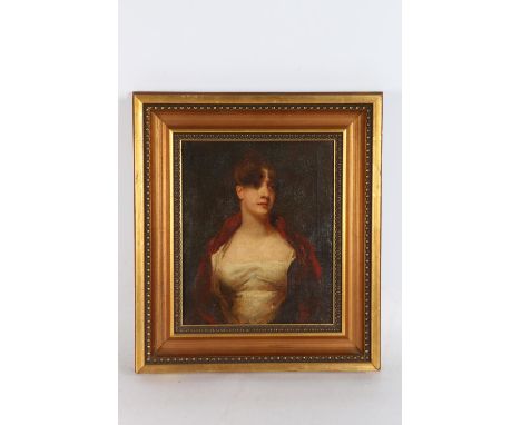 Attributed to JAMES CADENHEAD RSA RSW (1858-1927),&nbsp; Portrait of a female after Raeburn,&nbsp; Unsigned oil on canvas, 29