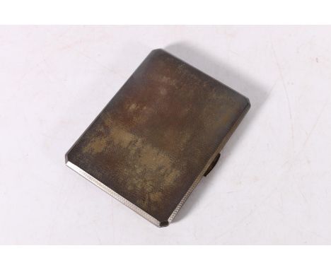 Art Deco style silver engine turned card case by Dudley Russell Howitt, Birmingham, 1947, 168g 