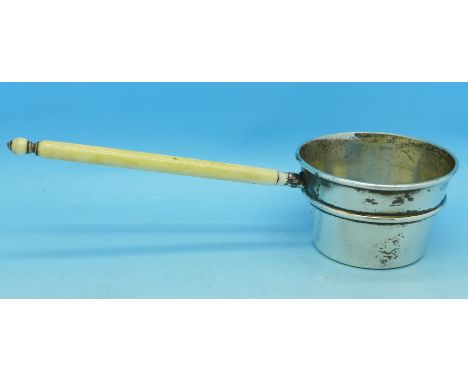 A Victorian silver ladle with ivory handle, London 1894, Thomas Kanzow Bowley