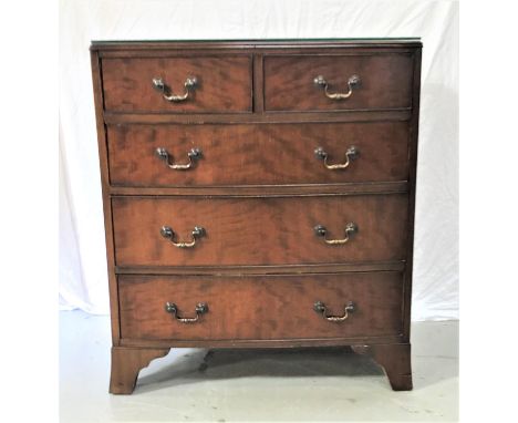 MAHOGANY BOW FRONT CHESTin the Georgian style with a raised back above two short and three long cockbeaded drawers, standing 