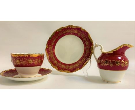 COALPORT TEA SERVICEdecorated in the Hazelton pattern and comprising tea cups, saucers, side plates, milk jug, tea bowl and t