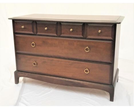 STAG MAHOGANY CHESTwith a moulded top above four frieze and two long panelled drawers, standing on bracket feet, 107cm wide 