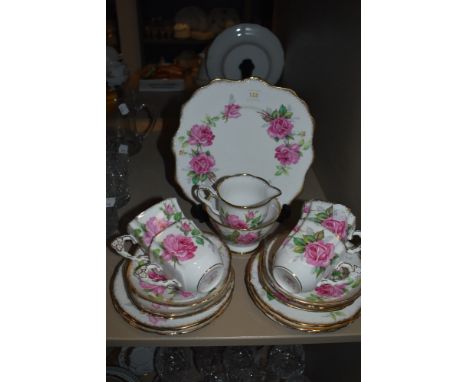 A vintage part royal Stafford tea set in the Berkley rose design.