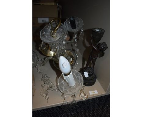 A vintage chandelier AF and bronzed effect cherub candlestick.