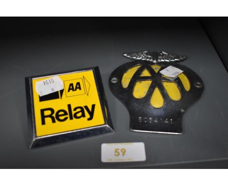Two vintage AA motor car engine or radiator badges