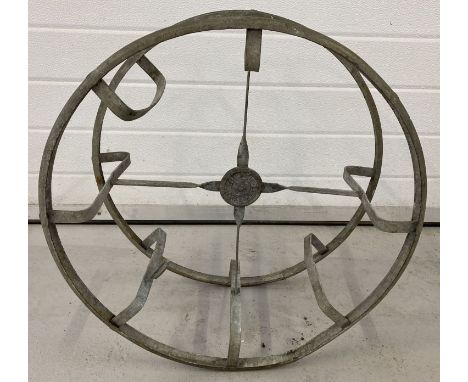 A vintage "Kew" galvanised garden hose reel.  Approx. 56 cm diameter.