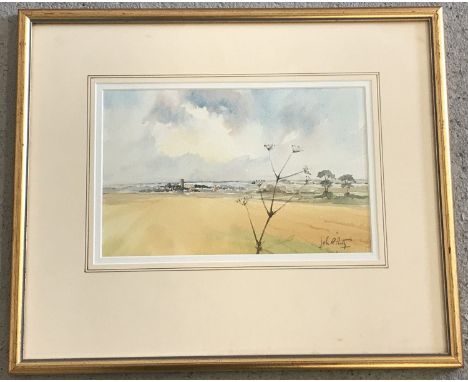 A gilt framed and glazed watercolour of a rural landscape by John R Pretty. Signed to bottom right.  Frame size approx. 34 x 