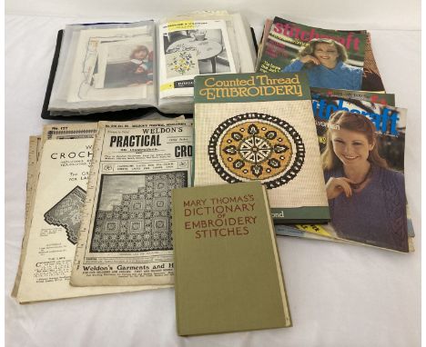 A quantity of assorted vintage needlework, embroidery and crochet patterns and books.  