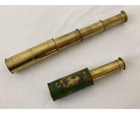 A small vintage brass 4 drawer telescope together with a small 2 drawer telescope.  