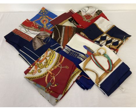 10 vintage scarves of traditional design to include Jean de Bahrein.  
