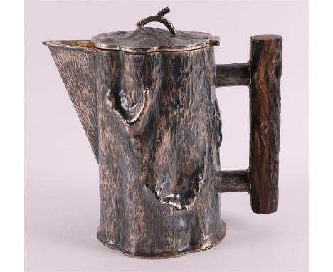 A 1st grade Sterling 925/1000 silver tree trunk-shaped jug with wooden handle, Spritzer &amp; Furmann, made in Italy, gross w