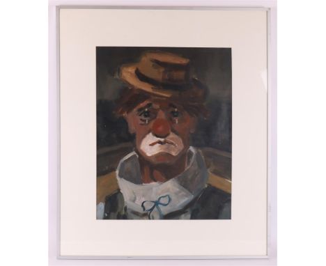 Klompien, Marten (1916-1996) "Portrait of a clown", signed upper right and '55, gouache/paper, h 50 x w 38 cm.