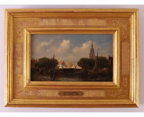Vertin, Petrus Gerardus (The Hague 1819-1893) "View of Alkmaar", signed in full lower right, oil paint/panel, h 10 x w 17 cm.