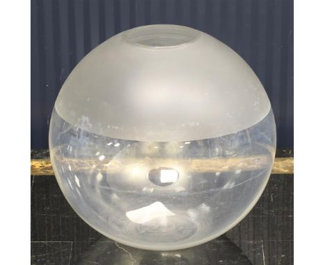 Netherlands, Leerdam. A semi-satin spherical clear glass vase, ca. 1930. Design: A.D. Copier, signed with monogram CL, h 14 c