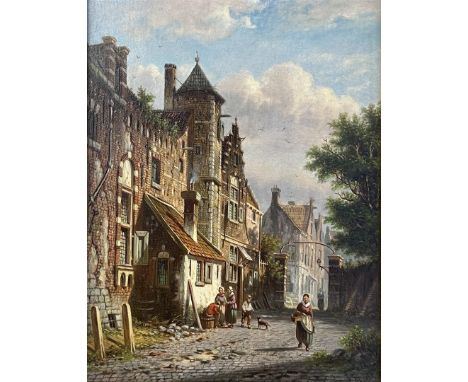 Spohler, Johannes Franciscus (Johan) (Rotterdam. 1853-1894) "Street view", signed in full right, oil paint/panel, h 24.5 x w 