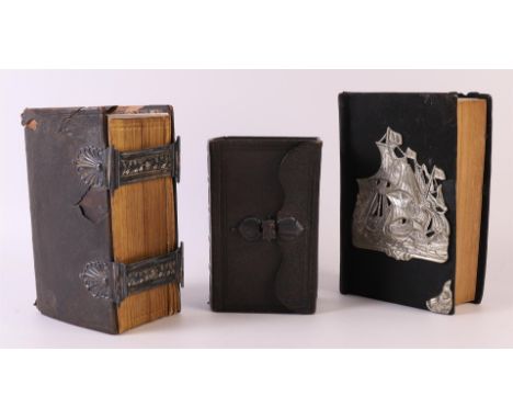 Three various Bibles, including two with silver clasps, Dutch 19th century, to. 3x.