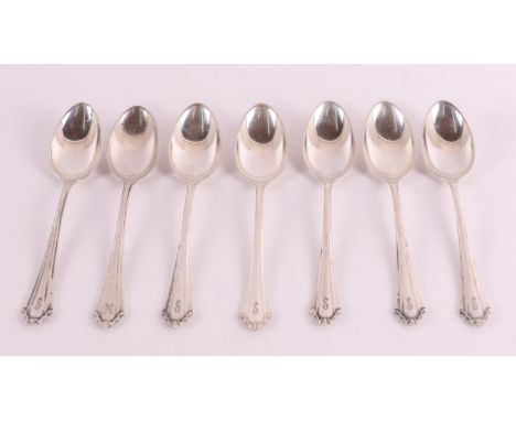 A series of seven 800/1000 silver coffee spoons, Germany, mid-20th century, total approx. 160 grams, up to. 7x.