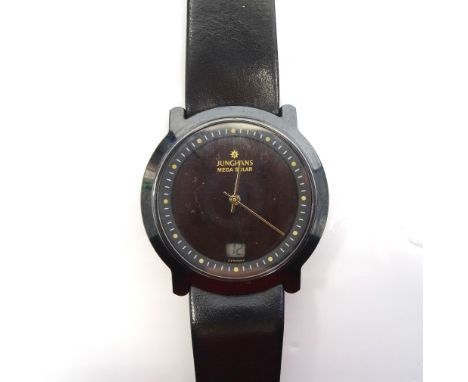 GENTLEMAN'S JUNGHANS MEGA SOLAR CERAMIC CASED WRISTWATCHwith digital seconds counter, the backplate marked 'DBP 288 CH' and '