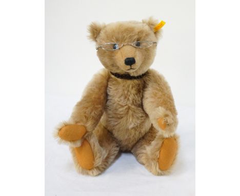 STEIFF BLONDE TEDDY BEARthe jointed bear with growler and wearing spectacles, 31cm seated