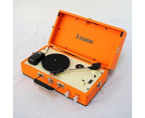 'STEEPLETONE' PORTABLE CASED RECORD PLAYERmodel number SRP025, contained in orange case with integrated speaker