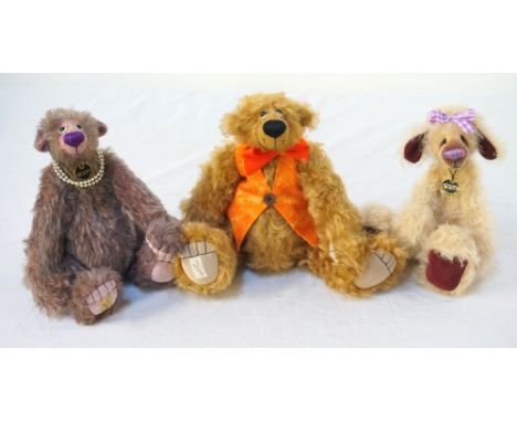 THREE DEAN'S RAG BOOK CO. LIMITED EDITION TEDDY BEARScomprising Uncle Chuckles - No.7 of 25; Dowager Lady Chuckles - No.8 of 
