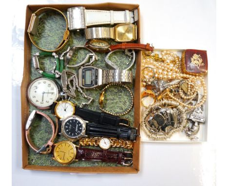 SELECTION OF WATCHES AND COSTUME JEWELLERYthe sixteen ladies and gentlemen's watches including Ingersoll, Sekonda and Wrangle