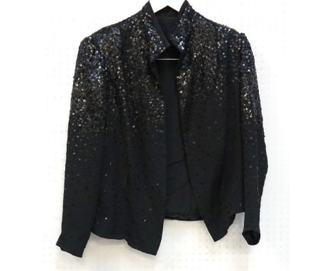 VINTAGE LADY'S BLACK SEQUINNED JACKETwith horsehair shoulder pads