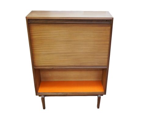 1960's BEAVER & TAPLEY 'MULTI-WIDTH FITTING FURNITURE' TEAK DRINKS CABINETthe fall flap revealing an illuminated mirror back 