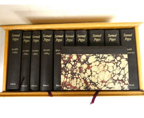 PEPYS SAMUEL.&nbsp;&nbsp;The Diary. 11 vols. Ltd. ed. 339/1000. Qtr. leather in oak bookcase. Folio Society, 2003.