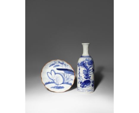 TWO JAPANESE BLUE AND WHITE PIECES MEIJI AND LATER, 19TH OR 20TH CENTURY Both decorated in underglaze blue, the first a scall