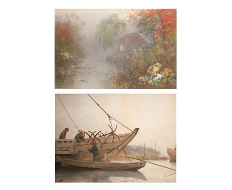 GINNOSUKE YOKOUCHI (1870-1942) AND T. YAMAMOTO (C.1900) MEIJI OR TAISHO, 19TH OR 20TH CENTURY Two Japanese paintings in Yoga 