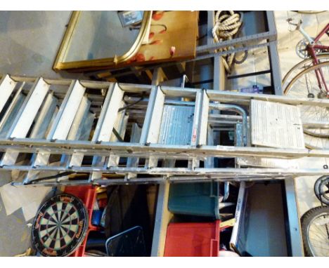Four pairs of fold out metal step ladders
