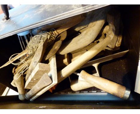 Tin DeWalt box containing mixed tools 